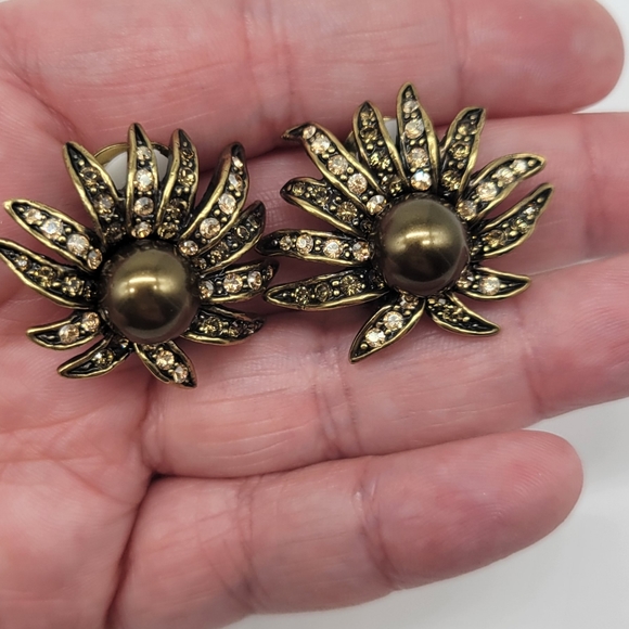 Heidi Daus Smokey Quartz Swarovski Crystal + Chocolate Pearl Necklace + Earrings - Picture 5 of 8